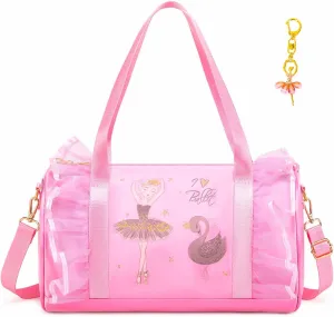 Dorlubel Cute Ballet Dance Bag Tutu Dress Bag with Key Chain for Girls (Pink of Swan Dancer)