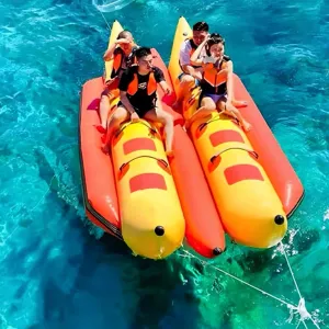 Double Row 8-Person Water Inflatable Banana Boat, Children and Adult Inflatable Boat, PVC Water Toy Thickened Surfing Equipment