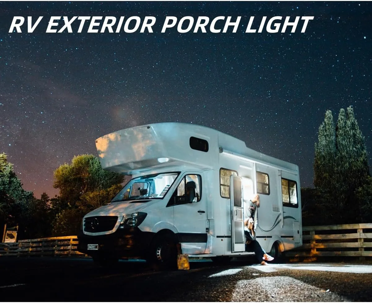Dream lighting RV Exterior LED Light Porch Awning Fixture 12volt Trailer Utility Lights 800 Lumens Cool White Lighting White Shell 21.65inch