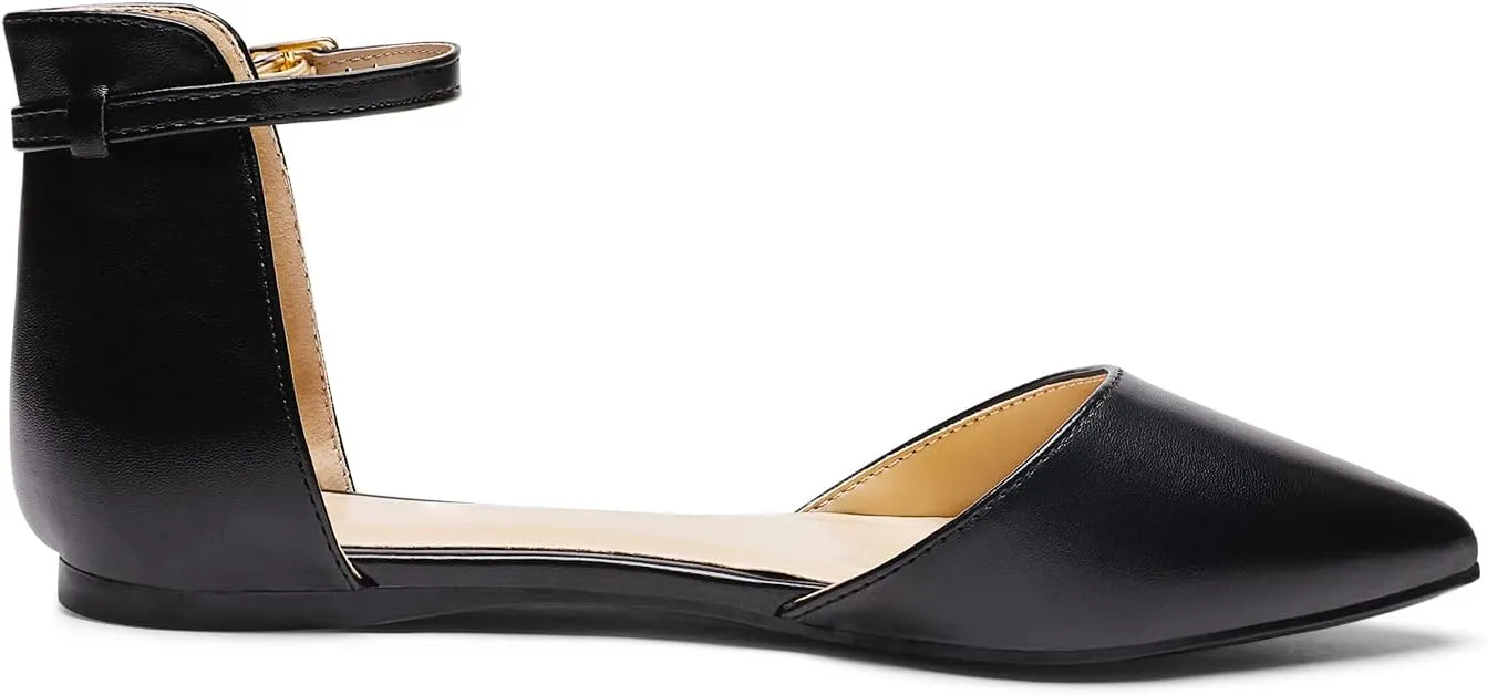 DREAM PAIRS Flapointed Women's Casual D'Orsay Pointed Plain Ballet Comfort Soft Slip On Flats Shoes