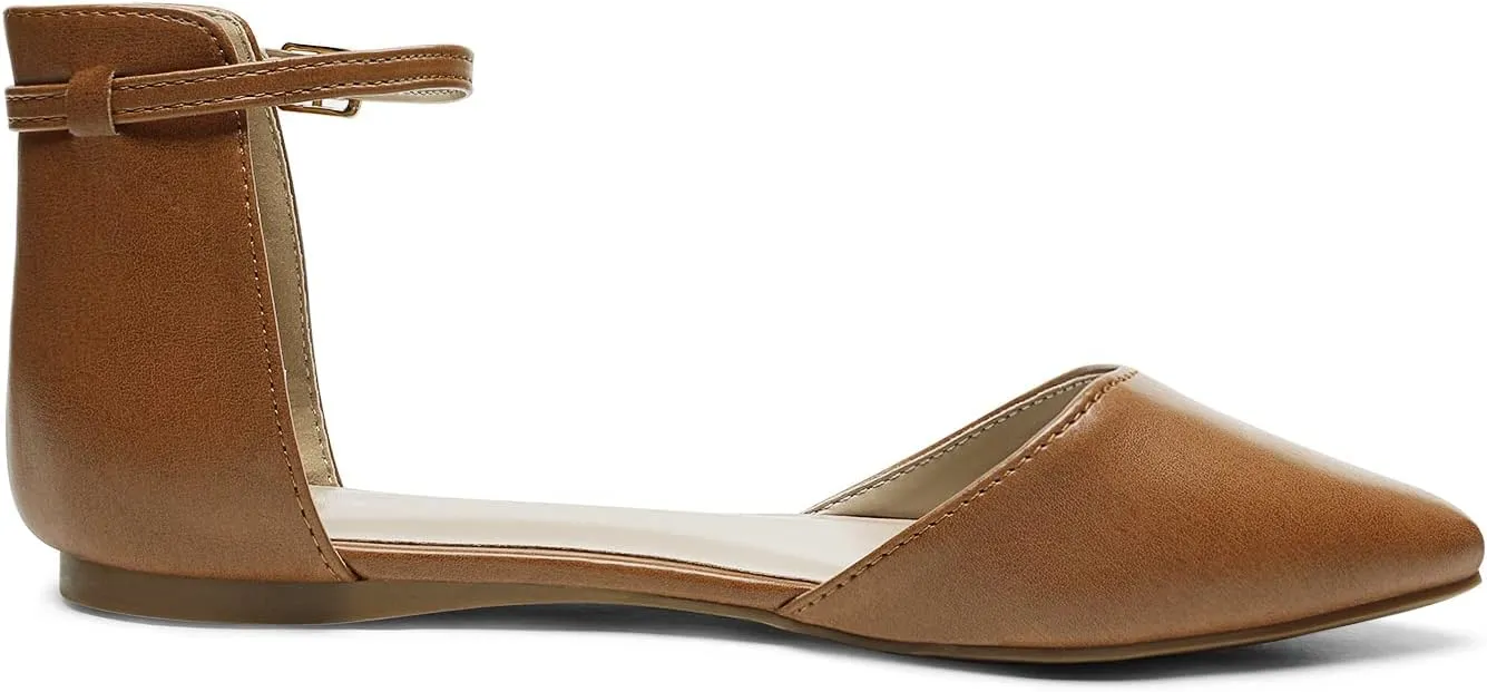 DREAM PAIRS Flapointed Women's Casual D'Orsay Pointed Plain Ballet Comfort Soft Slip On Flats Shoes