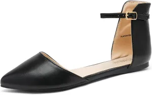 DREAM PAIRS Flapointed Women's Casual D'Orsay Pointed Plain Ballet Comfort Soft Slip On Flats Shoes