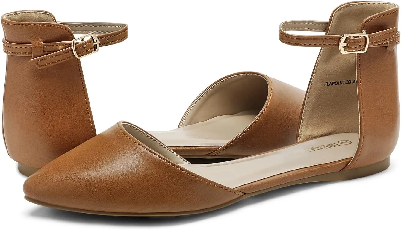 DREAM PAIRS Flapointed Women's Casual D'Orsay Pointed Plain Ballet Comfort Soft Slip On Flats Shoes