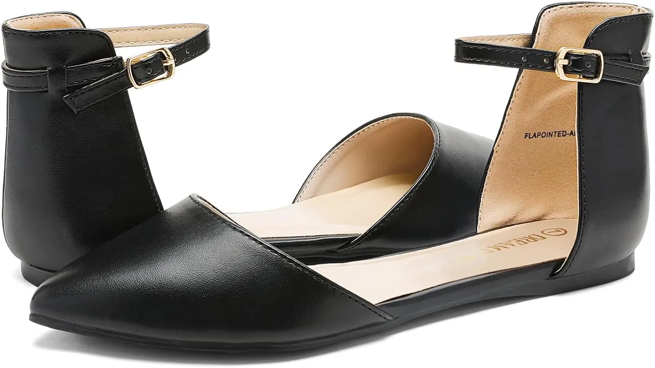 DREAM PAIRS Flapointed Women's Casual D'Orsay Pointed Plain Ballet Comfort Soft Slip On Flats Shoes