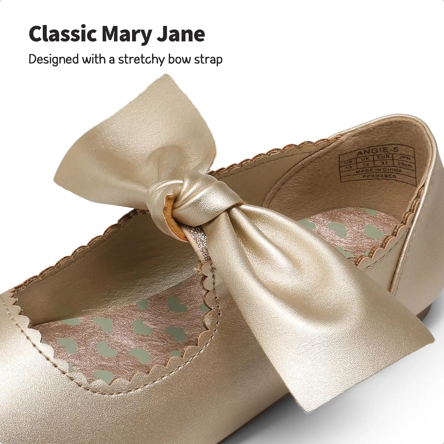 DREAM PAIRS Girls Ballerina Flats Mary Jane Front Bow Dress Shoes