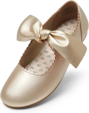 DREAM PAIRS Girls Ballerina Flats Mary Jane Front Bow Dress Shoes