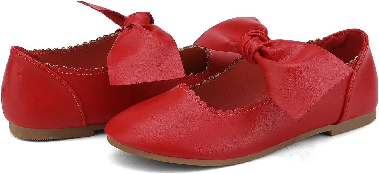 DREAM PAIRS Girls Ballerina Flats Mary Jane Front Bow Dress Shoes