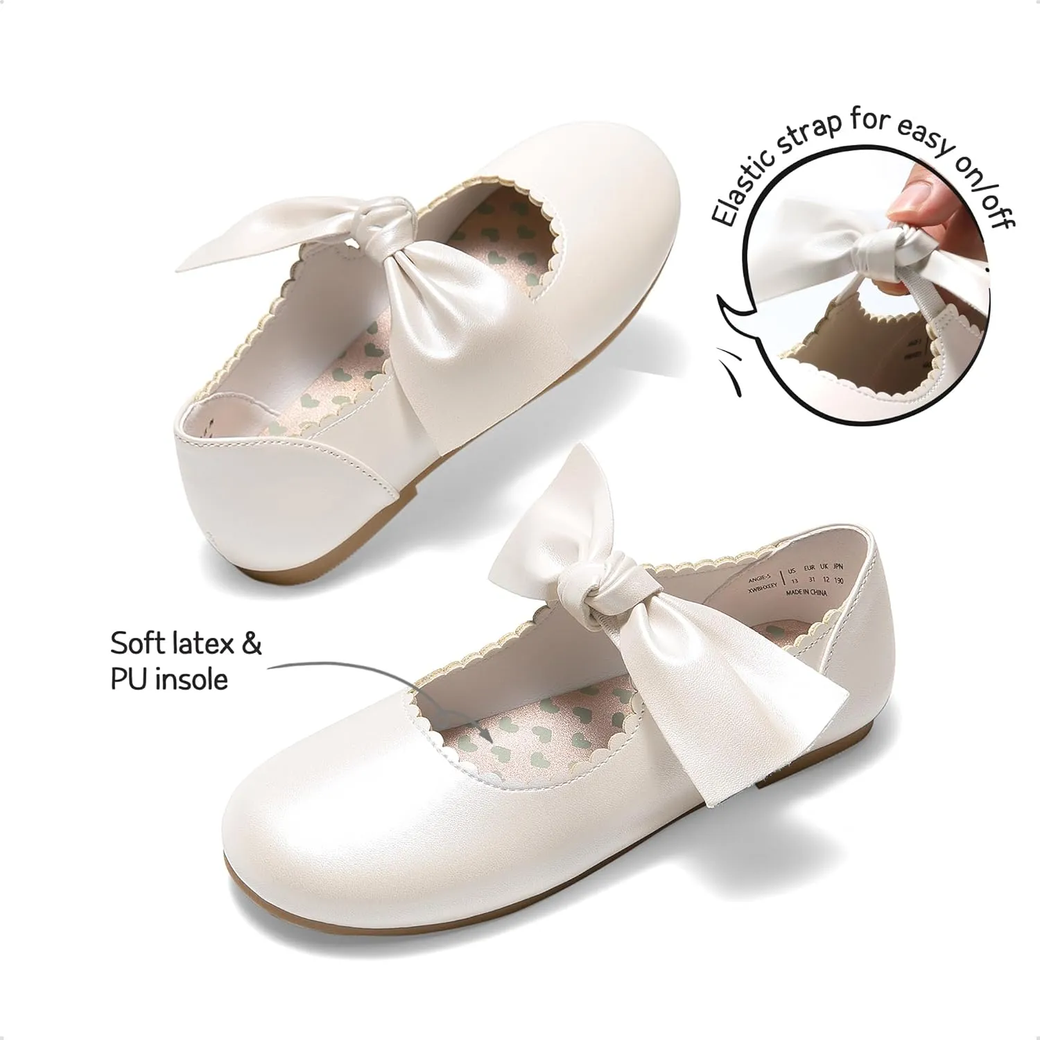 DREAM PAIRS Girls Ballerina Flats Mary Jane Front Bow Dress Shoes