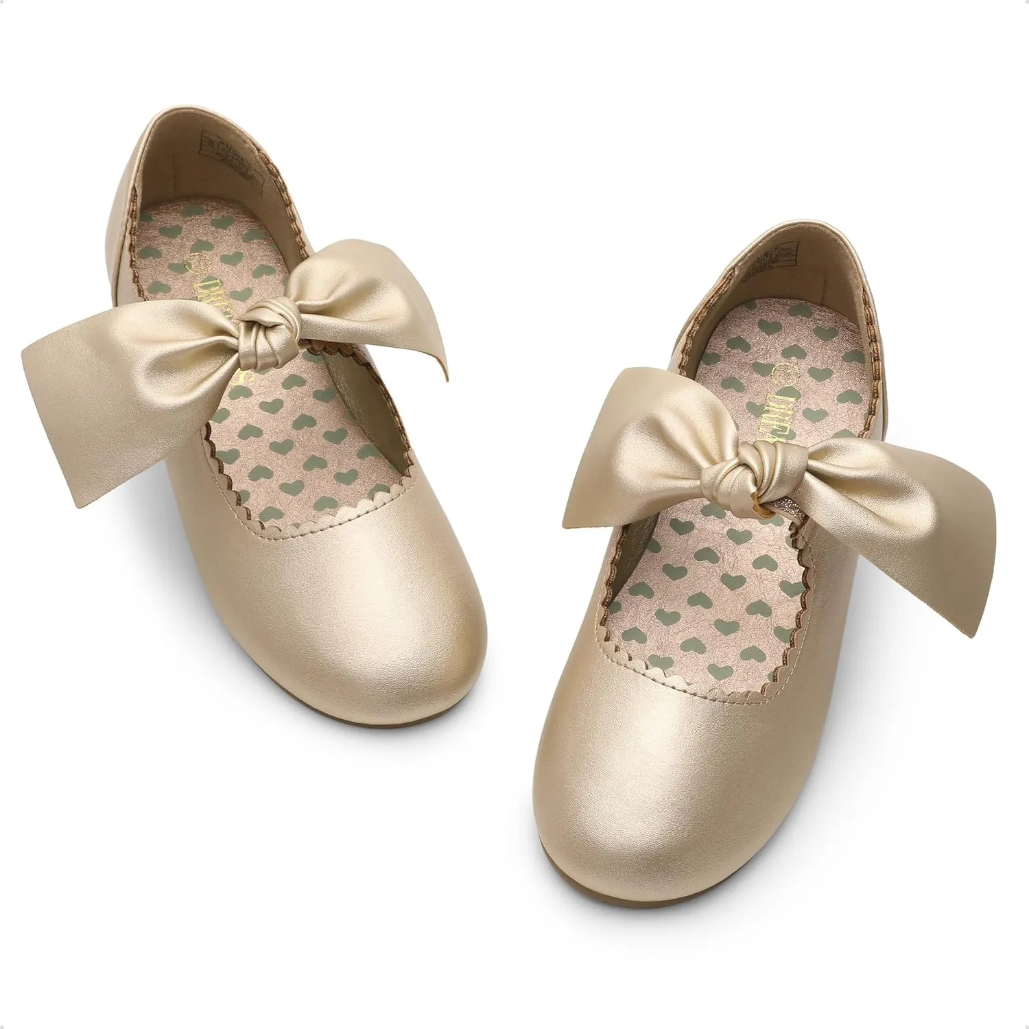 DREAM PAIRS Girls Ballerina Flats Mary Jane Front Bow Dress Shoes