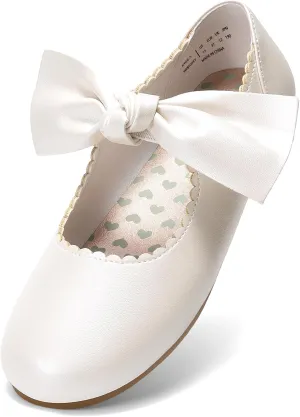 DREAM PAIRS Girls Ballerina Flats Mary Jane Front Bow Dress Shoes