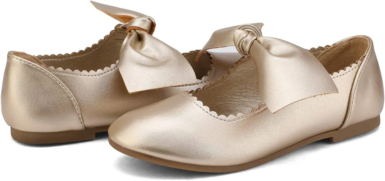 DREAM PAIRS Girls Ballerina Flats Mary Jane Front Bow Dress Shoes