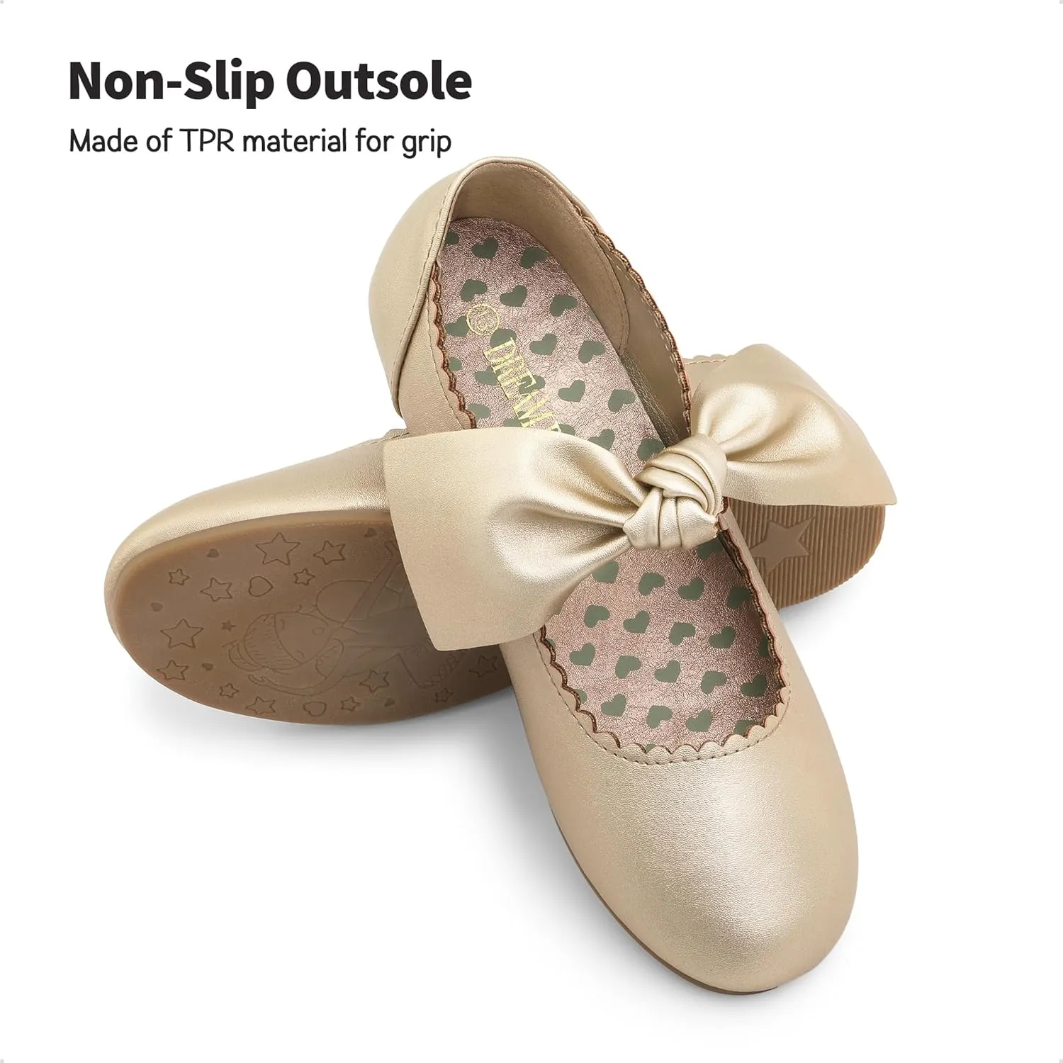 DREAM PAIRS Girls Ballerina Flats Mary Jane Front Bow Dress Shoes