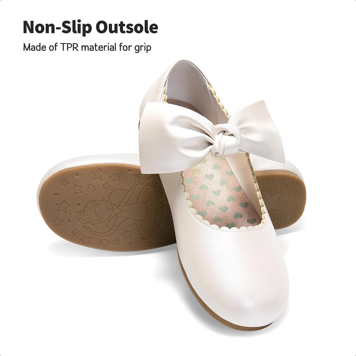 DREAM PAIRS Girls Ballerina Flats Mary Jane Front Bow Dress Shoes