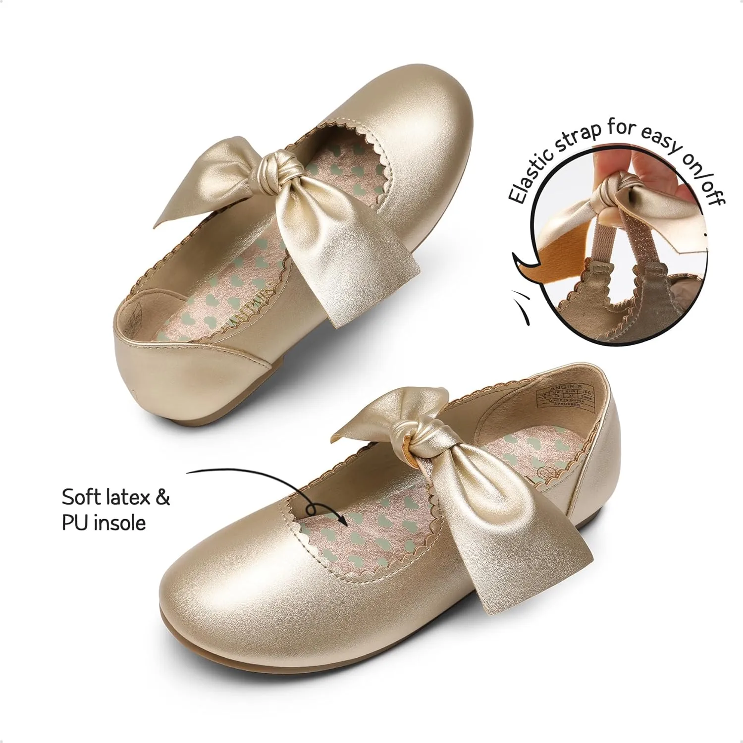 DREAM PAIRS Girls Ballerina Flats Mary Jane Front Bow Dress Shoes