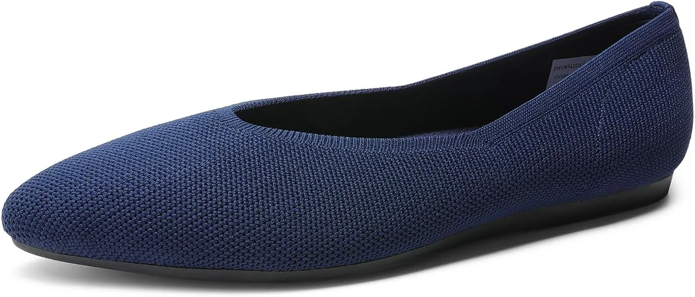 DREAM PAIRS Pointed Toe Flats for Women, Comfortable Dressy Knit Ballet Flats with Arch Support, Women's Dress Shoes for Work Office Business Casual Travel