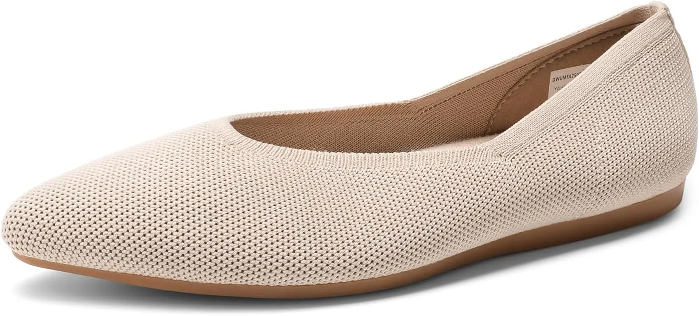 DREAM PAIRS Pointed Toe Flats for Women, Comfortable Dressy Knit Ballet Flats with Arch Support, Women's Dress Shoes for Work Office Business Casual Travel