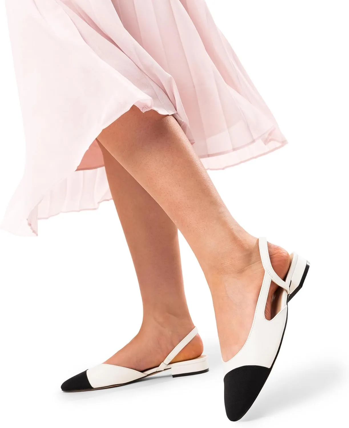 DREAM PAIRS Slingback Ballet Flats for Women Square Cap Toe Low Heel Dress Shoes Comfortable Work Flats for Office Party Wedding Business Casual