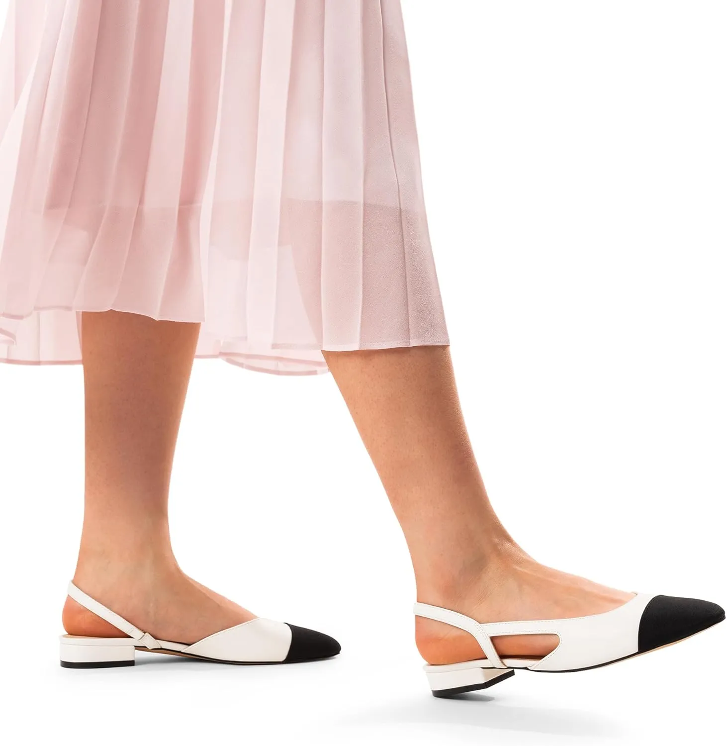 DREAM PAIRS Slingback Ballet Flats for Women Square Cap Toe Low Heel Dress Shoes Comfortable Work Flats for Office Party Wedding Business Casual