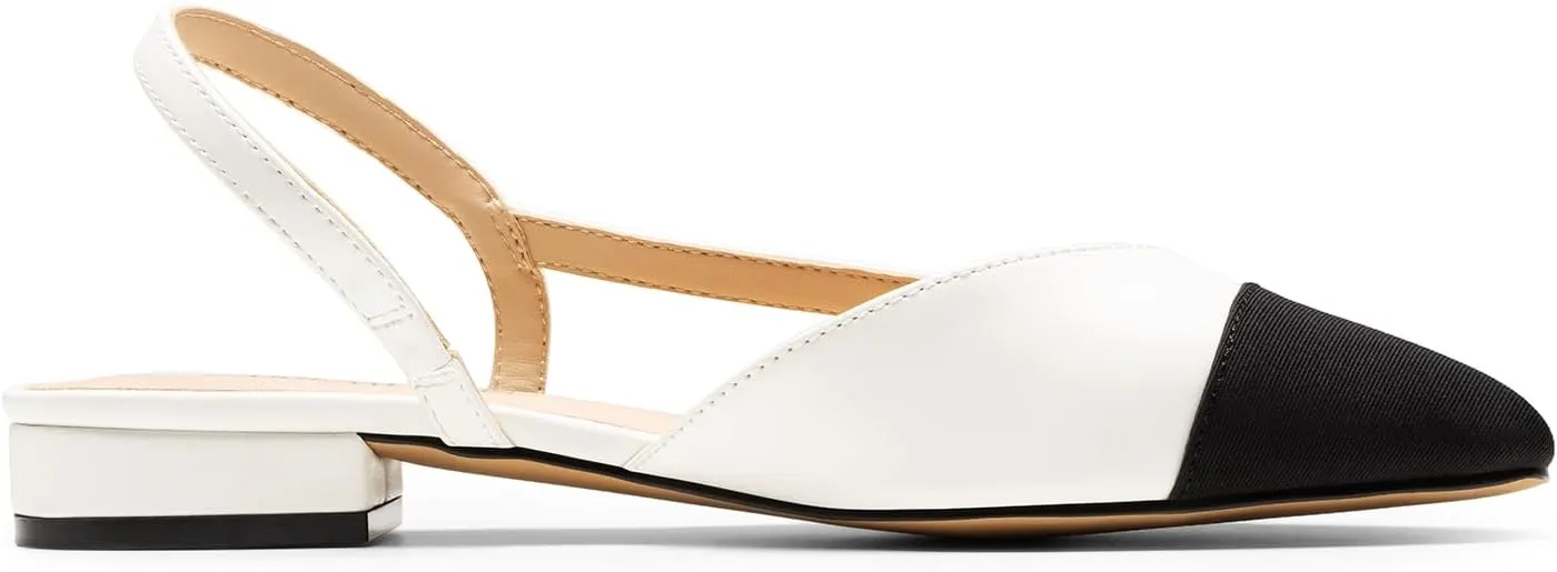 DREAM PAIRS Slingback Ballet Flats for Women Square Cap Toe Low Heel Dress Shoes Comfortable Work Flats for Office Party Wedding Business Casual