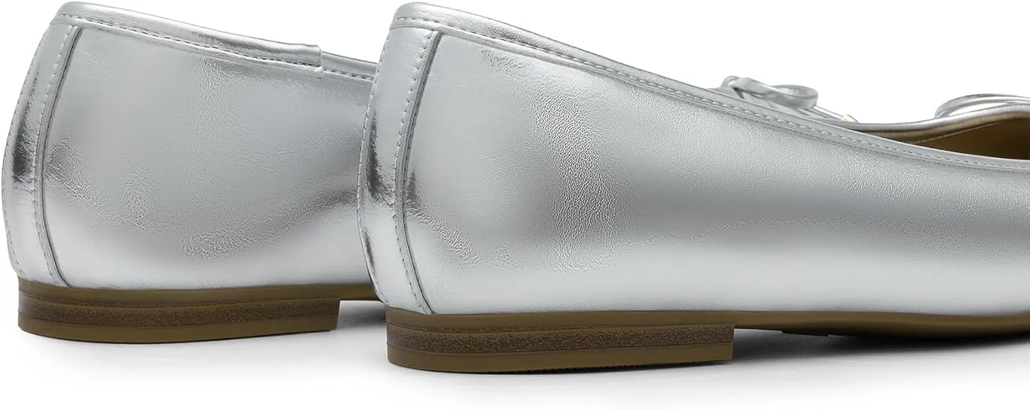 DREAM PAIRS Women's Flats Square Toe Ballet Flats Comfortable Casual Ballerina Flat Dress Shoes with Bow Suitable for Dressy Business Casual Work Office