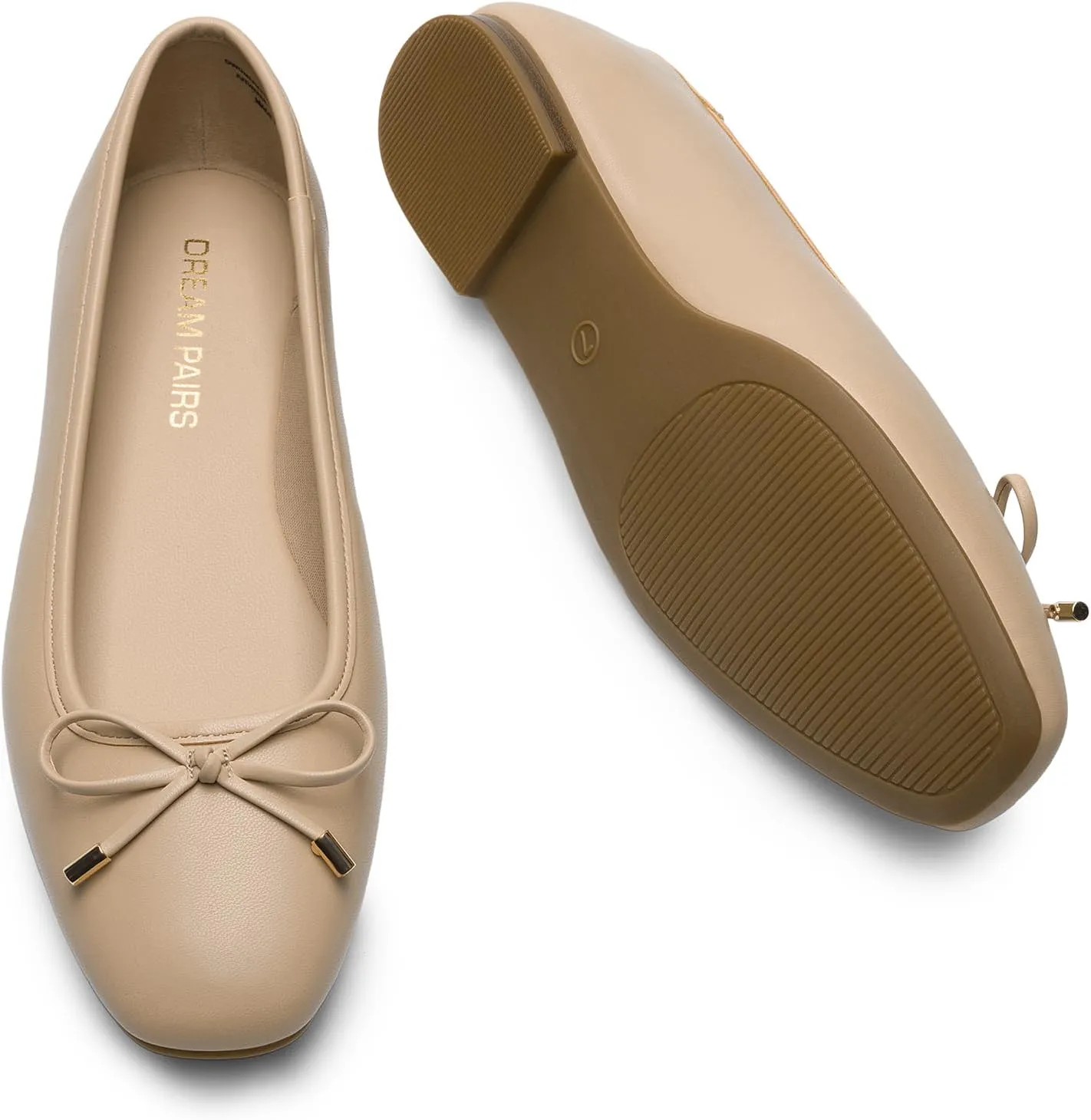 DREAM PAIRS Women's Flats Square Toe Ballet Flats Comfortable Casual Ballerina Flat Dress Shoes with Bow Suitable for Dressy Business Casual Work Office