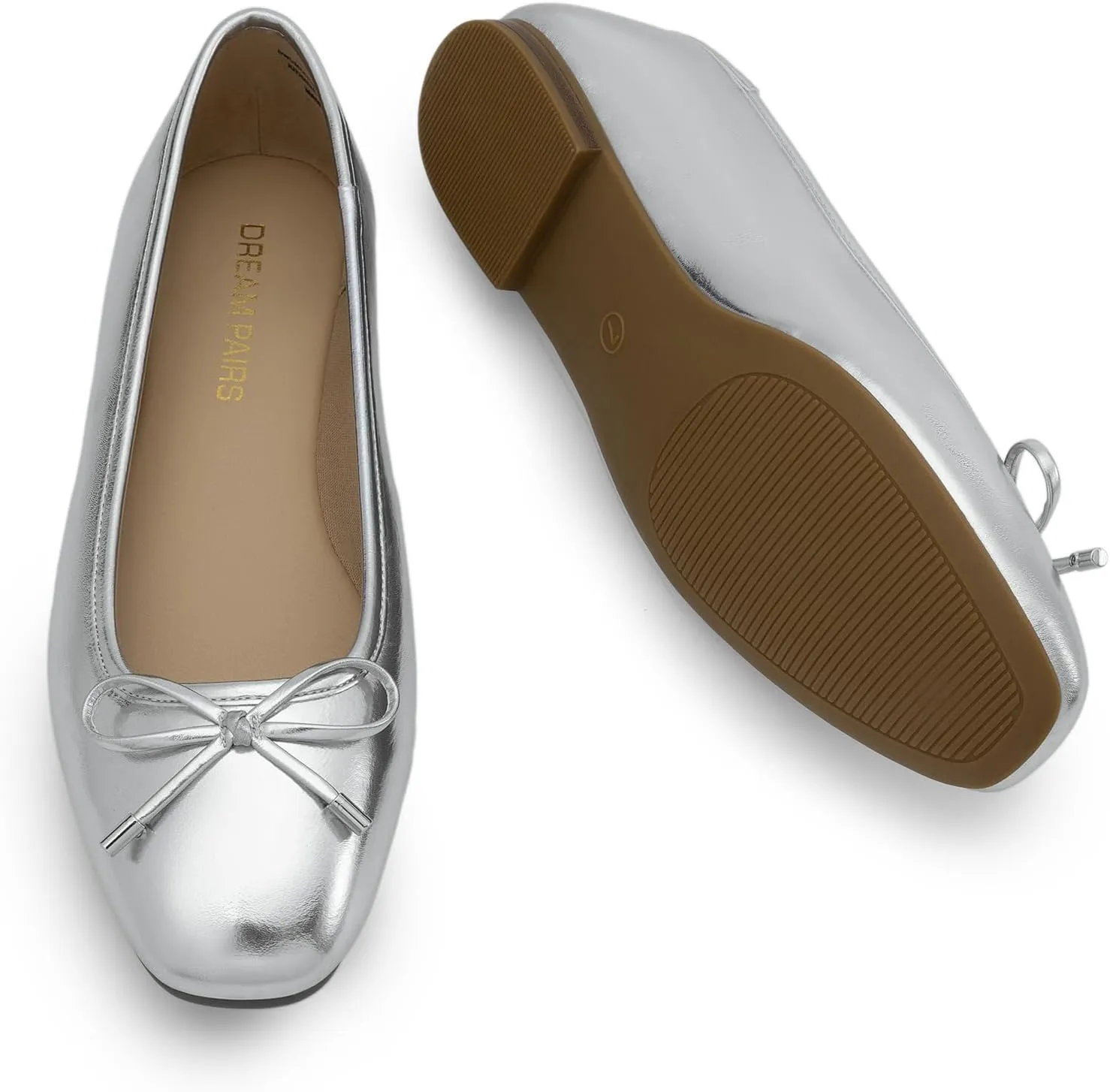 DREAM PAIRS Women's Flats Square Toe Ballet Flats Comfortable Casual Ballerina Flat Dress Shoes with Bow Suitable for Dressy Business Casual Work Office