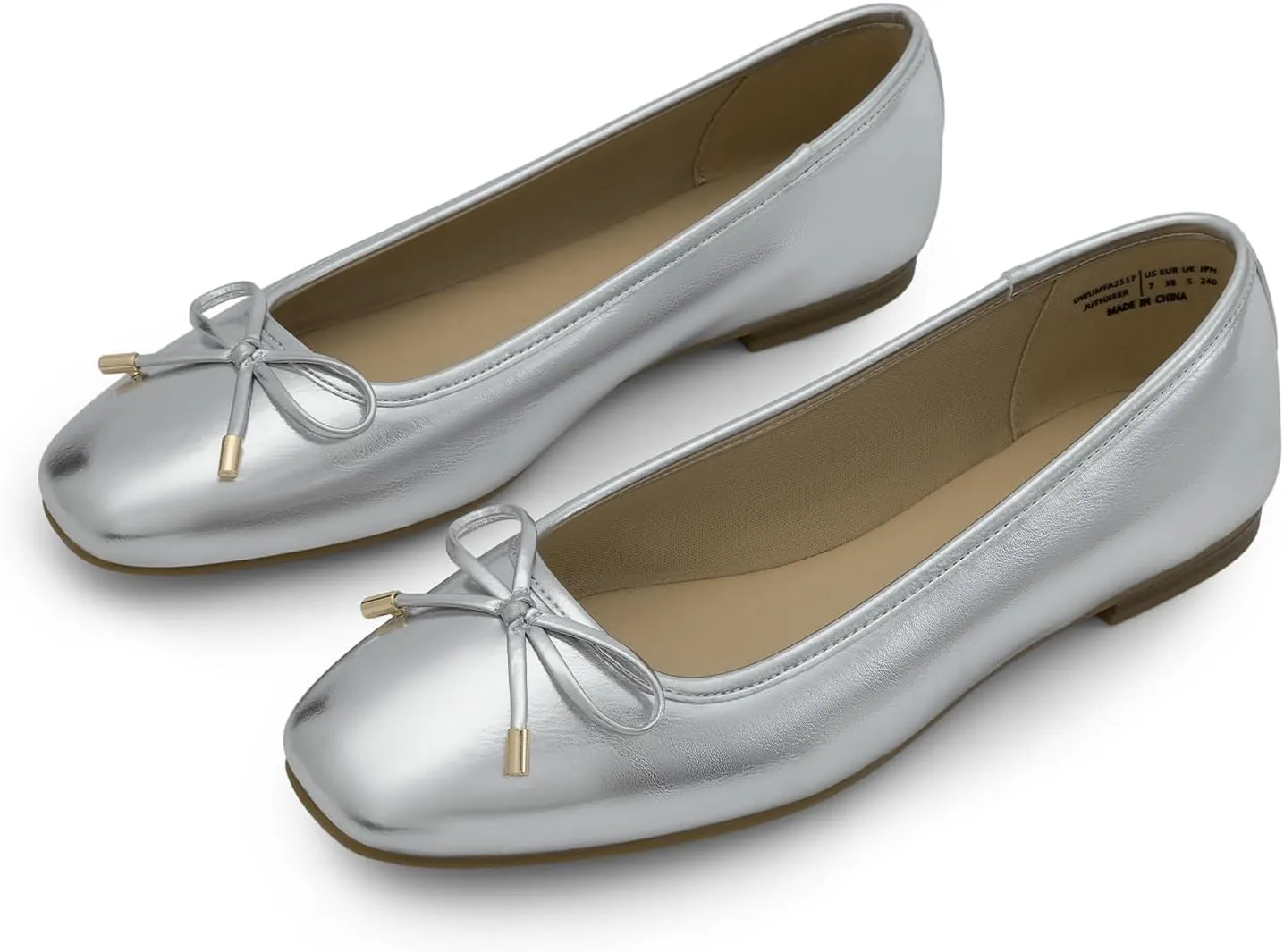 DREAM PAIRS Women's Flats Square Toe Ballet Flats Comfortable Casual Ballerina Flat Dress Shoes with Bow Suitable for Dressy Business Casual Work Office