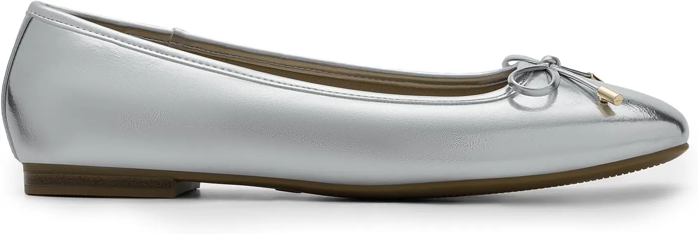 DREAM PAIRS Women's Flats Square Toe Ballet Flats Comfortable Casual Ballerina Flat Dress Shoes with Bow Suitable for Dressy Business Casual Work Office