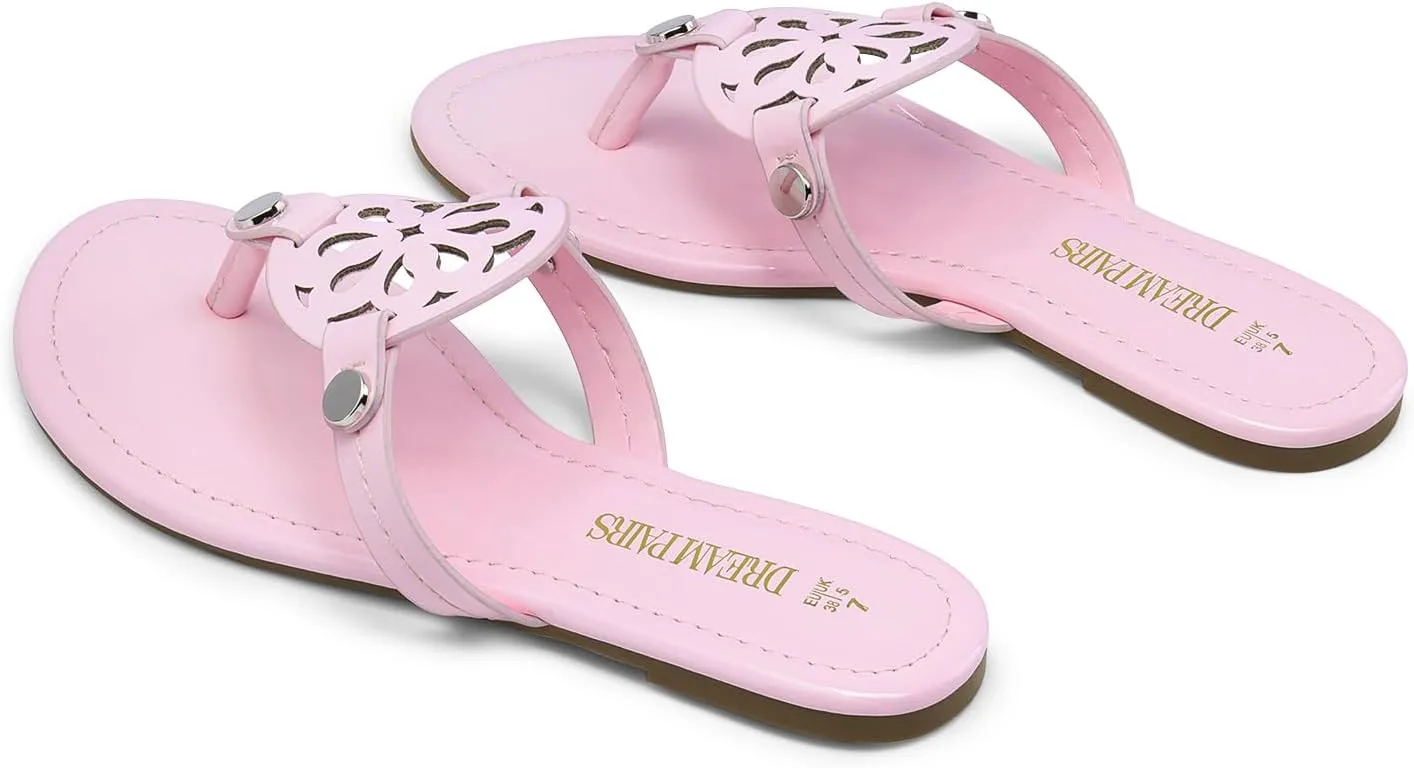 DREAM PAIRS Women's Flip Flops Comfortable Soft Cushion Slide Slip on Summer Beach Thong Flat Sandals