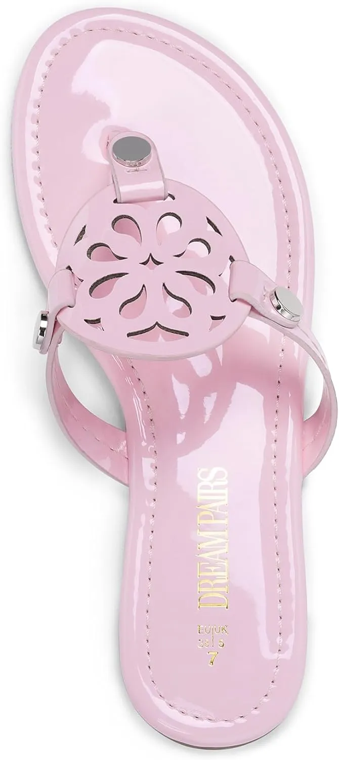 DREAM PAIRS Women's Flip Flops Comfortable Soft Cushion Slide Slip on Summer Beach Thong Flat Sandals