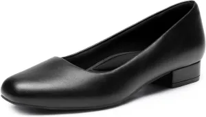 DREAM PAIRS Women's Pumps Low Chunky Closed Toe Heels for Women Comfortable Casual Slip-On Dress Shoes for Wedding Work Office Party