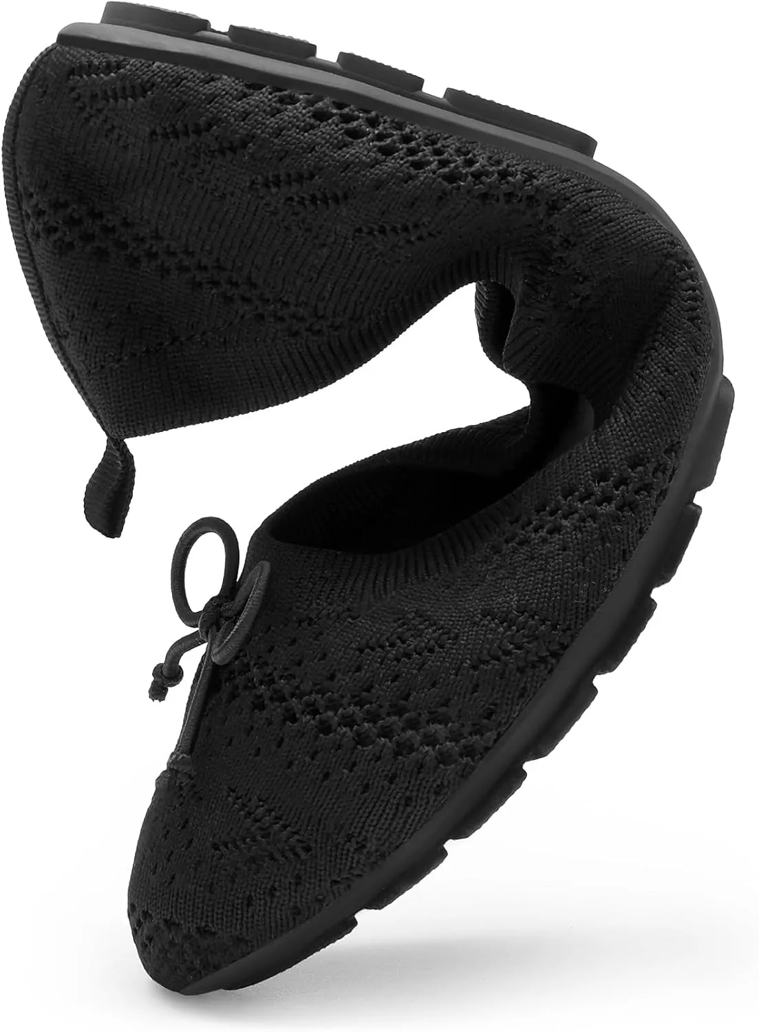 DREAM PAIRS Women's Round Toe Foldable Portable Knit Ballet Flats Comfortable Dressy Flats for Work Office Dress Shoes Business Casual