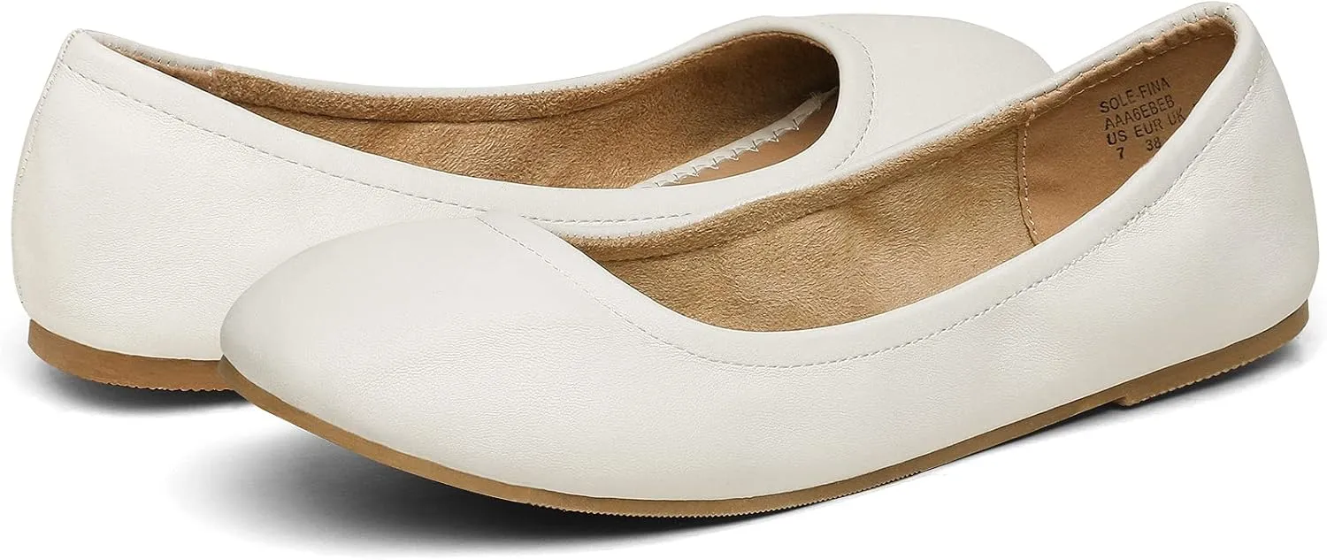 DREAM PAIRS Women's Sole-fina Solid Plain Walking Classic Ballet Flats Shoes