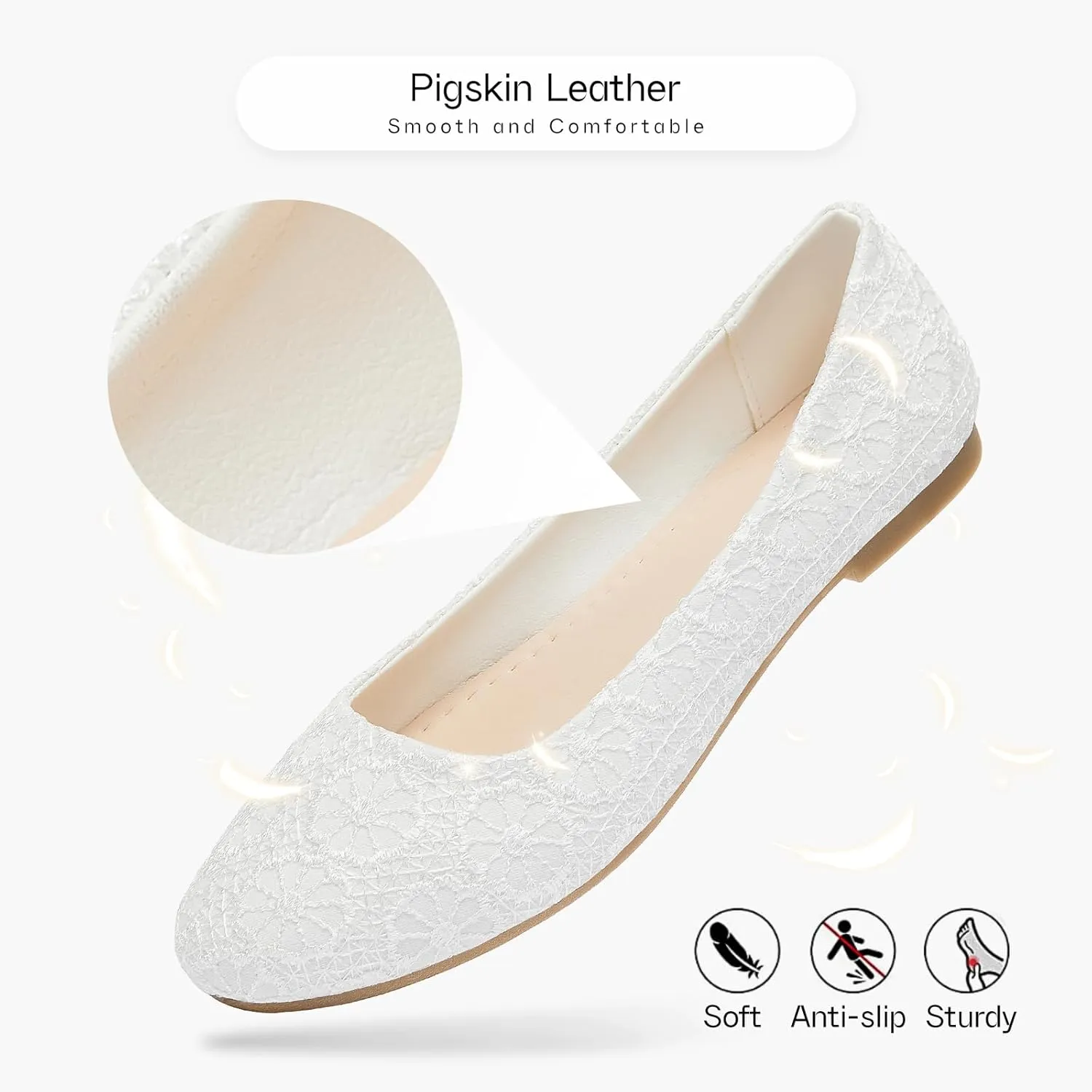 Dress Shoes for Women Round Toe Flats Shoes Lace Ballet Flats Dressy Comfortable Foldable Flats Low Heel
