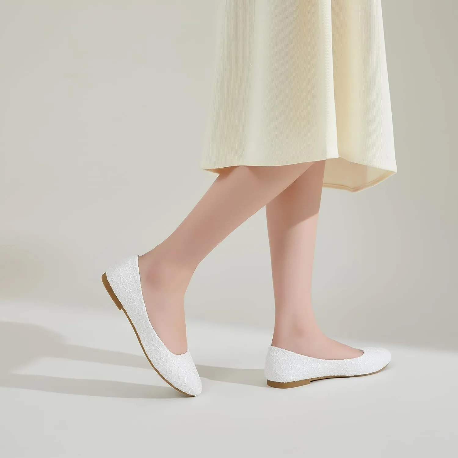 Dress Shoes for Women Round Toe Flats Shoes Lace Ballet Flats Dressy Comfortable Foldable Flats Low Heel