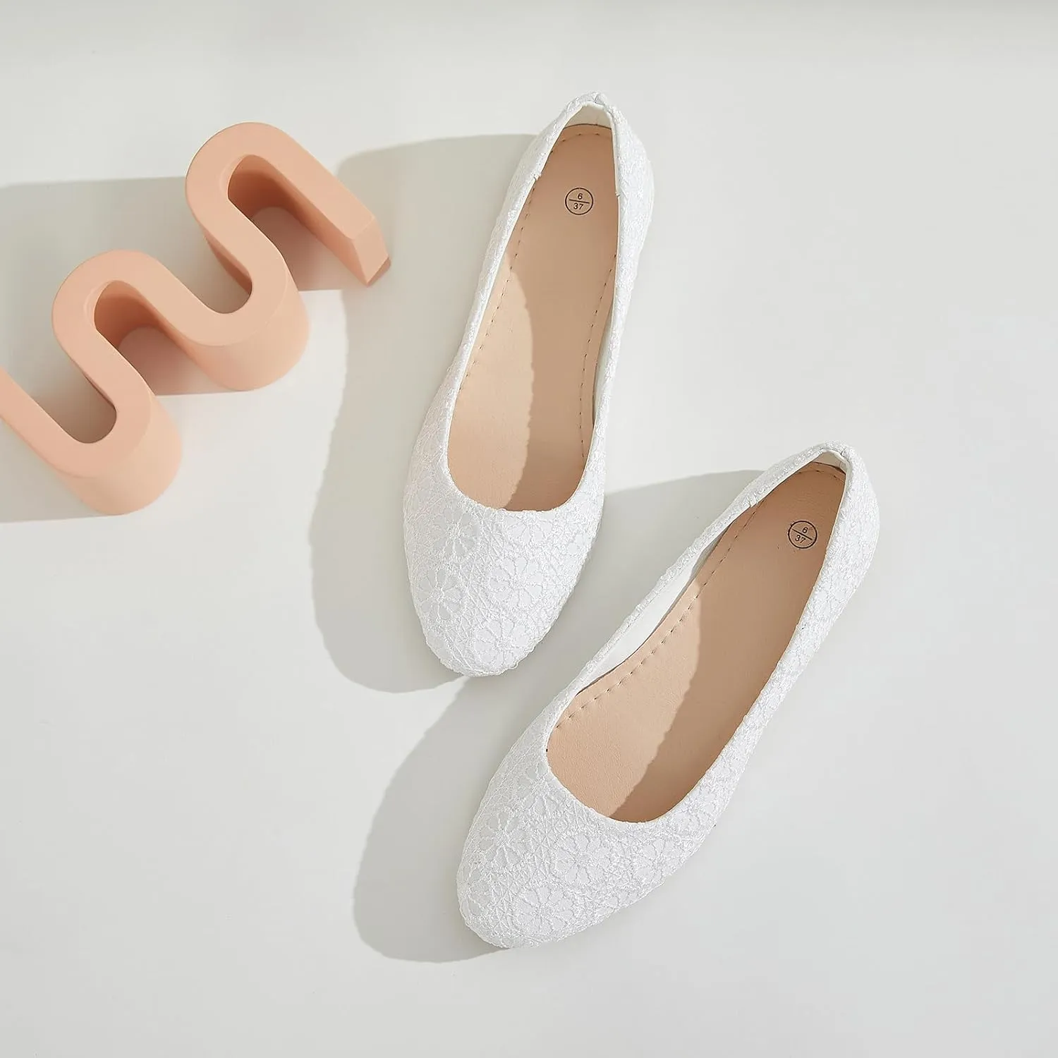 Dress Shoes for Women Round Toe Flats Shoes Lace Ballet Flats Dressy Comfortable Foldable Flats Low Heel
