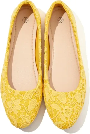 Dress Shoes for Women Round Toe Flats Shoes Lace Ballet Flats Dressy Comfortable Foldable Flats Low Heel