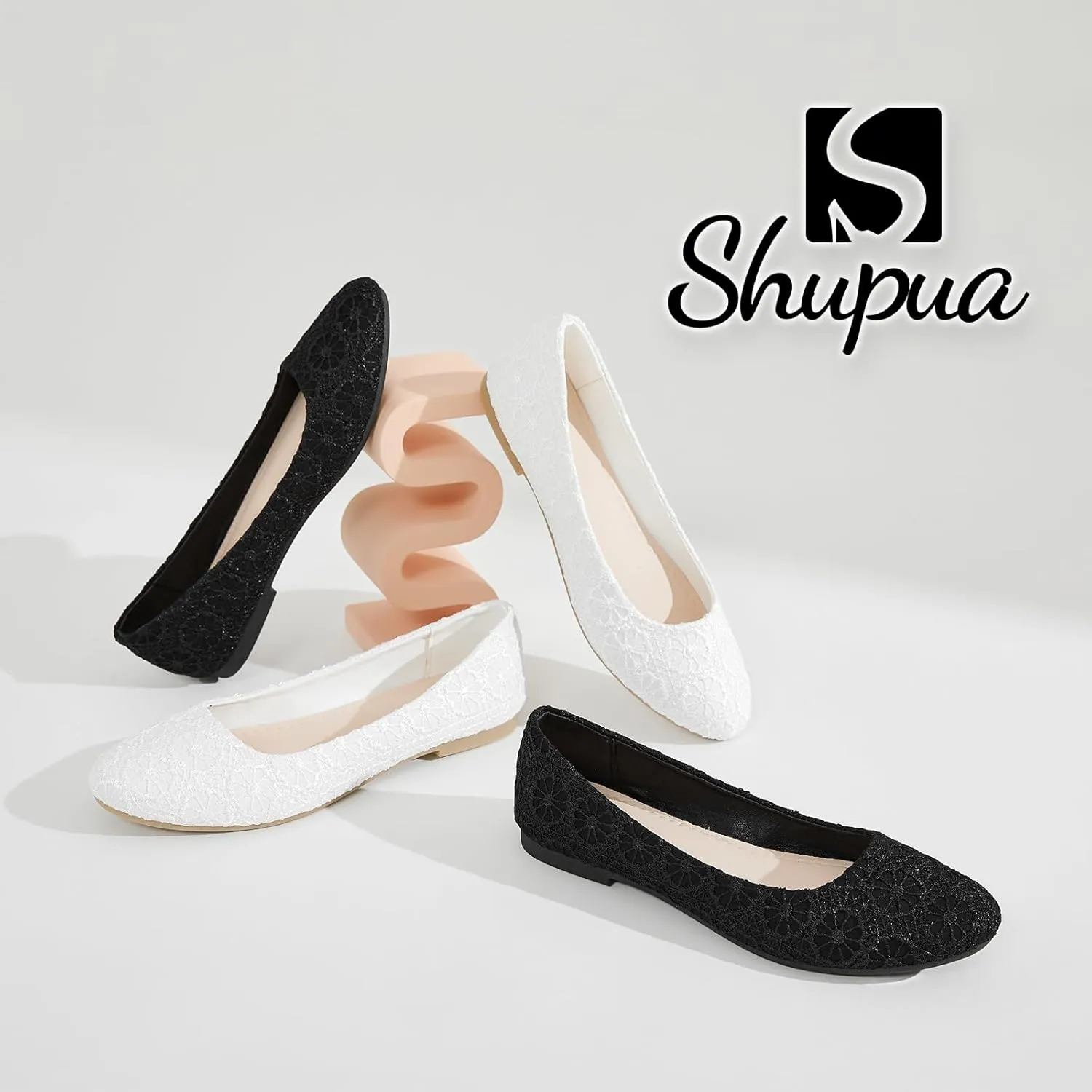 Dress Shoes for Women Round Toe Flats Shoes Lace Ballet Flats Dressy Comfortable Foldable Flats Low Heel