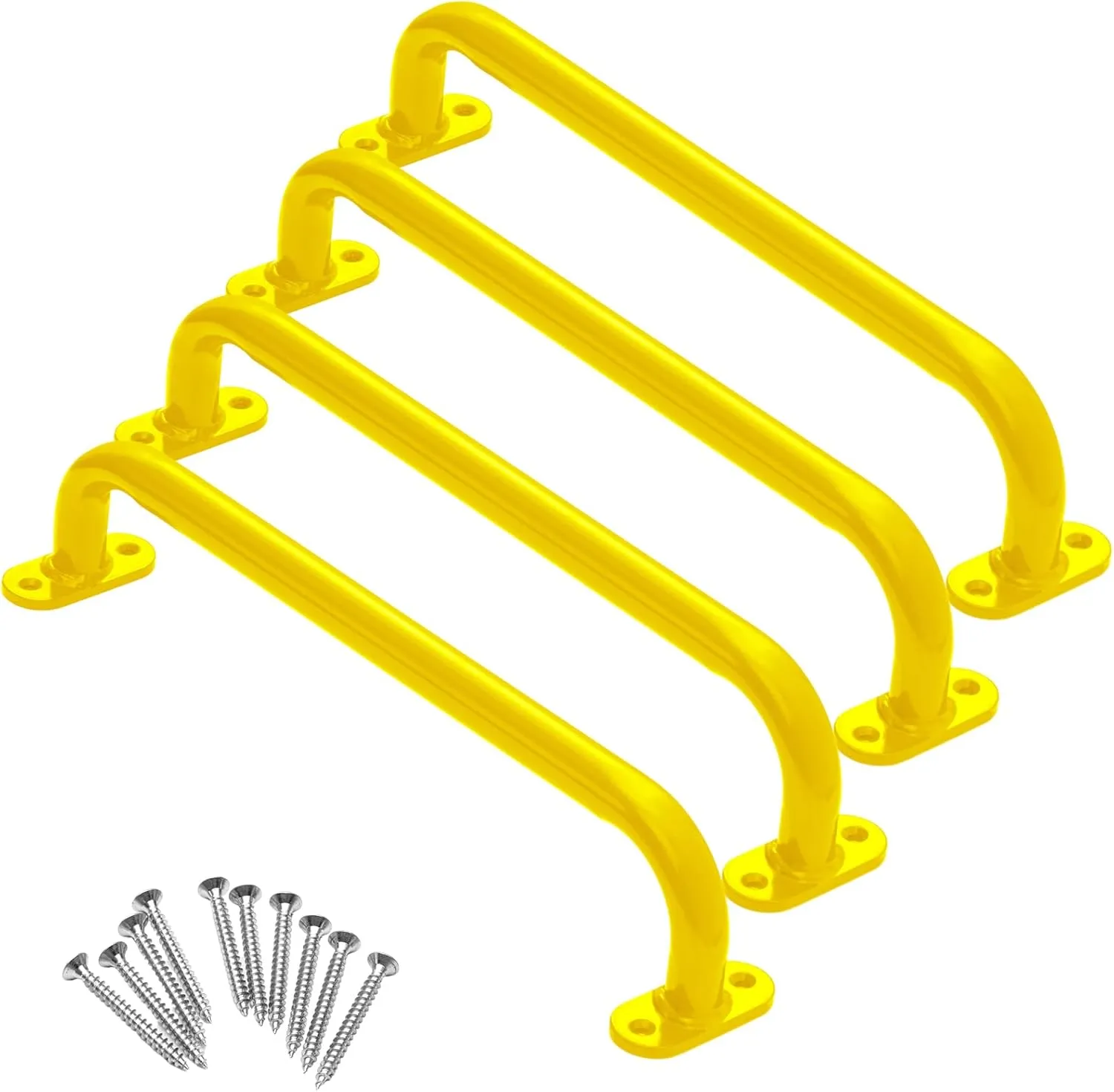 Dunzy 4 Pack 17.72 Inch Monkey Bars Indoor Metal Playground Safety Handles with Screw Swing Set Accessories Outdoor Grab Handle for Backyard Playhouse Treehouse Jungle Gym Climbing Frame(Yellow)