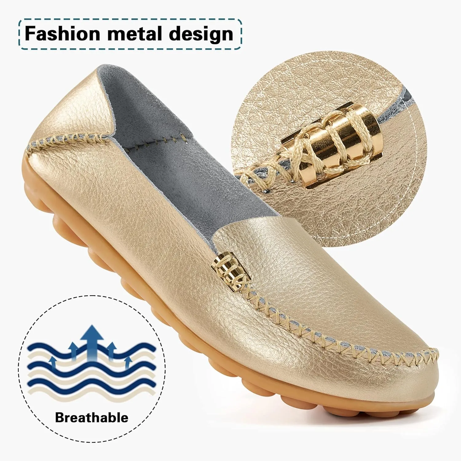 DUOYANGJIASHA Women's Comfortable Loafers Casual Round Toe Moccasins Wild Driving Flats Soft Walking Shoes Women Slip On