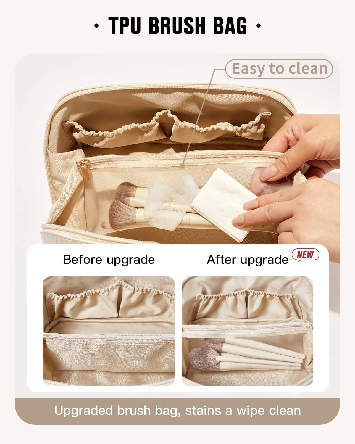 EACHY Travel Makeup Bag,Large Capacity Cosmetic Bags for Women,Waterproof Portable Pouch Open Flat Toiletry Bag Make up Organizer with Divider and Handle