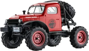 EAZYRC x FMS FCX 1/24 RC Semi Truck RTR, 4x4 RC Crawler for Sandland Desert Dirt Road for Men Boys with Battery, LED Light,Transmission and USB Charger (red)