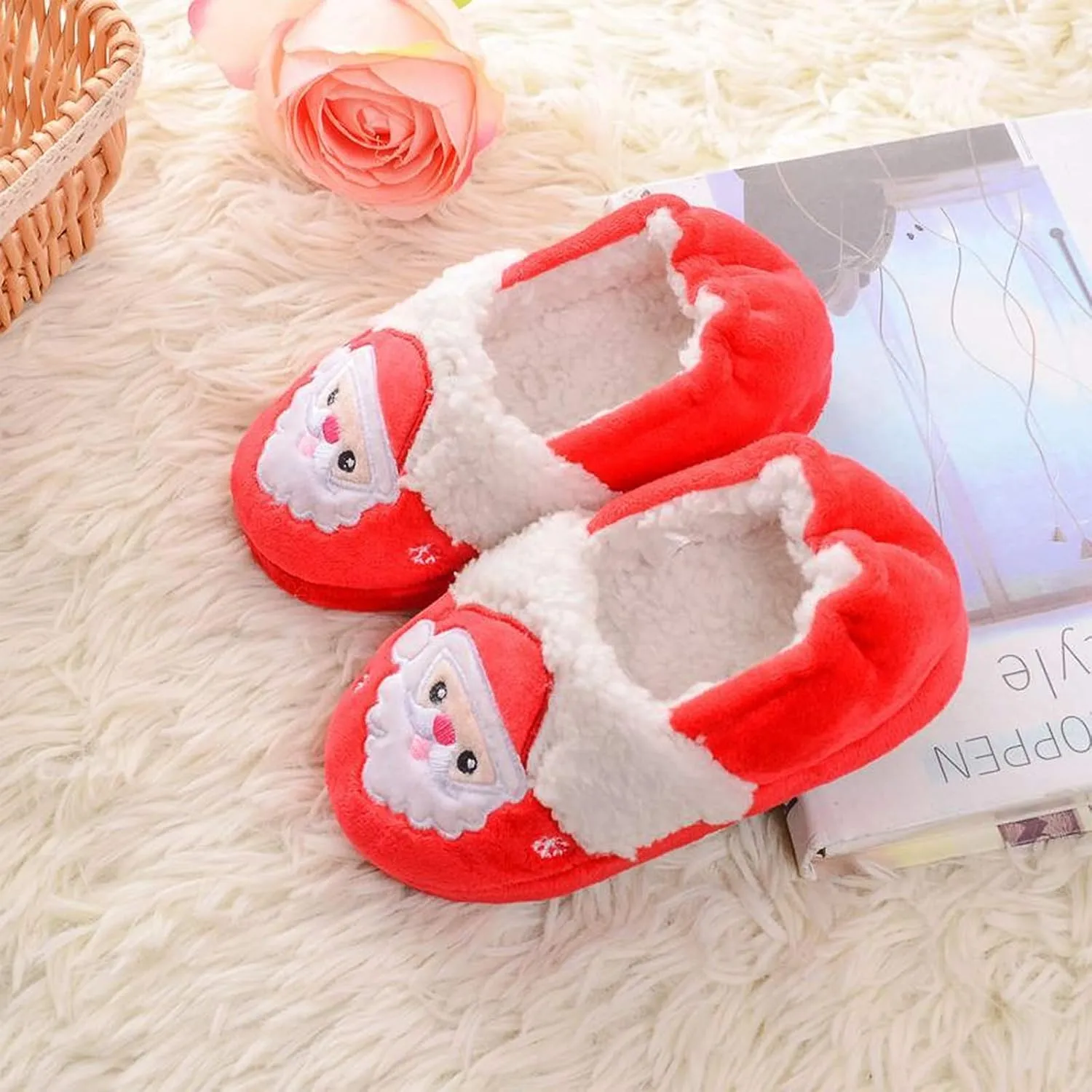 eccbox Toddler Boys Girls Cute Slippers Unicorn Fluffy Fuzzy Winter Warm Slippers Cartoon Animal Plush Indoor House Slip-on Shoes