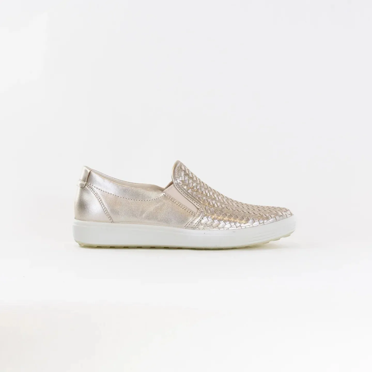 Ecco Women's Soft 7  Woven Slip-On Pure White/Gold
