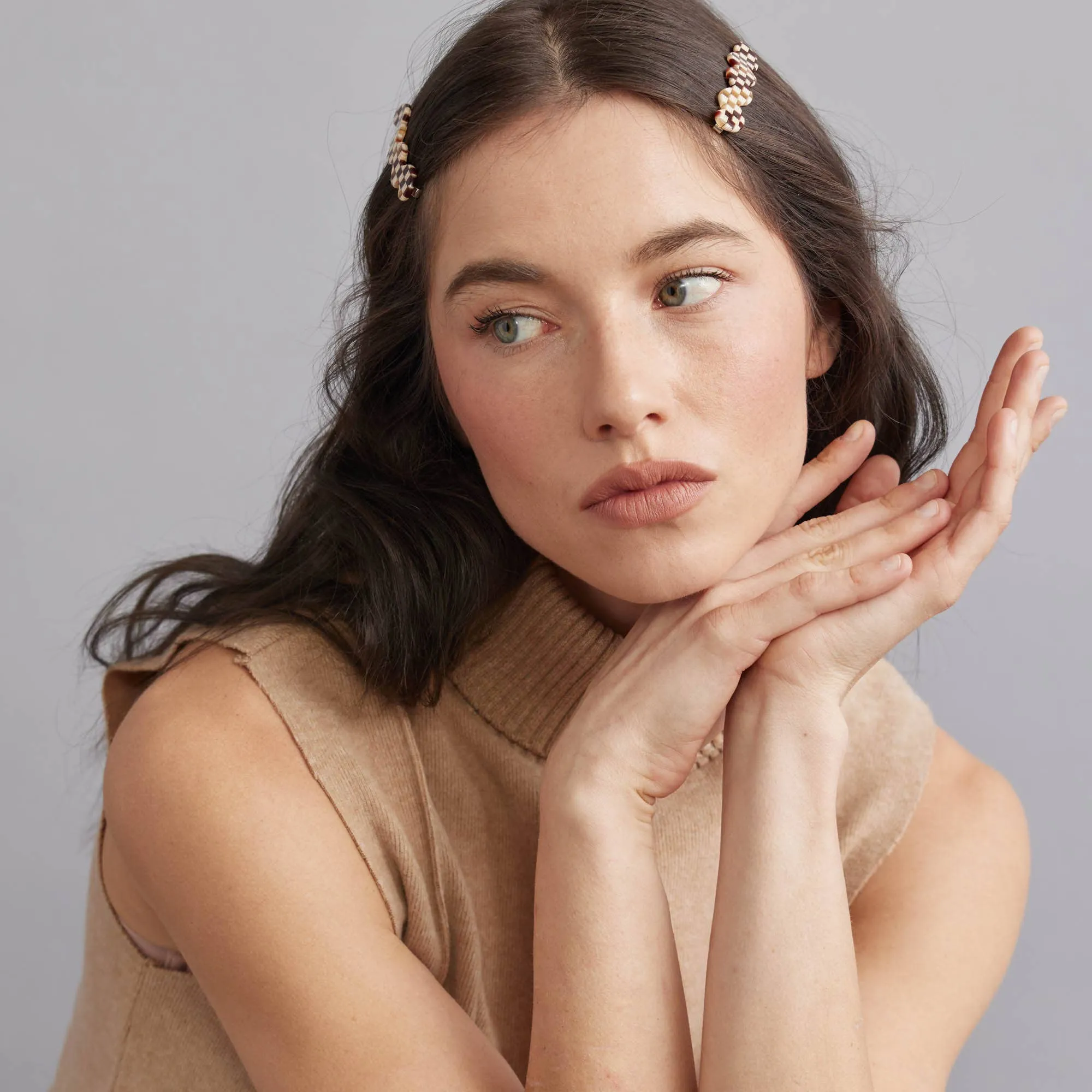 Eco Cloud Wave Slide Hair Pin Set: Checkerboard