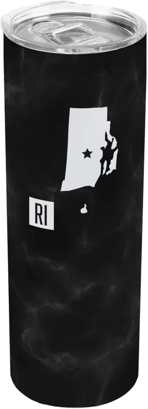 Elanze Designs State of Rhode Island RI Providence Capital City Wrap-Around Design 20 Ounce Stainless Steel On-The-Go Coffee Travel Insulated Skinny Tumbler Mug Cup with Slide Top Lid