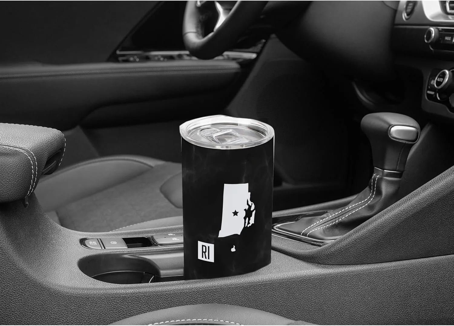 Elanze Designs State of Rhode Island RI Providence Capital City Wrap-Around Design 20 Ounce Stainless Steel On-The-Go Coffee Travel Insulated Skinny Tumbler Mug Cup with Slide Top Lid