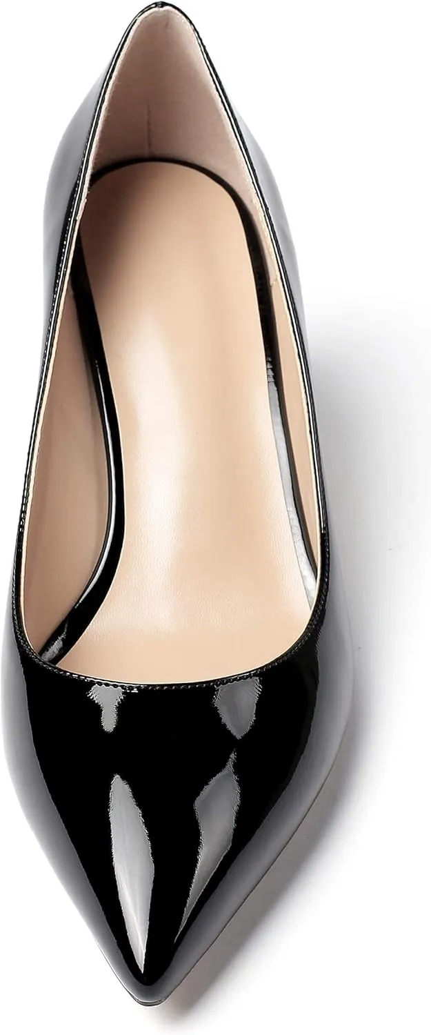 Eldof Women's Kitten Heel Pumps Pointed Toe Low Heels Slip on Comfort Pumps 2.6 Inches for Dress Party Office