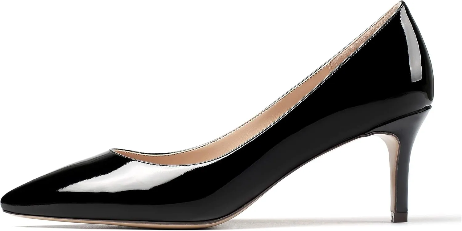 Eldof Women's Kitten Heel Pumps Pointed Toe Low Heels Slip on Comfort Pumps 2.6 Inches for Dress Party Office