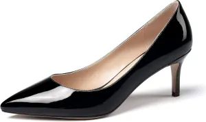 Eldof Women's Kitten Heel Pumps Pointed Toe Low Heels Slip on Comfort Pumps 2.6 Inches for Dress Party Office